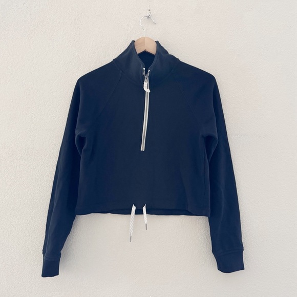 Vuori Sedona Half Zip Pullover Sweatshirt XS Black Cropped Athleisure Activewear - Picture 4 of 11